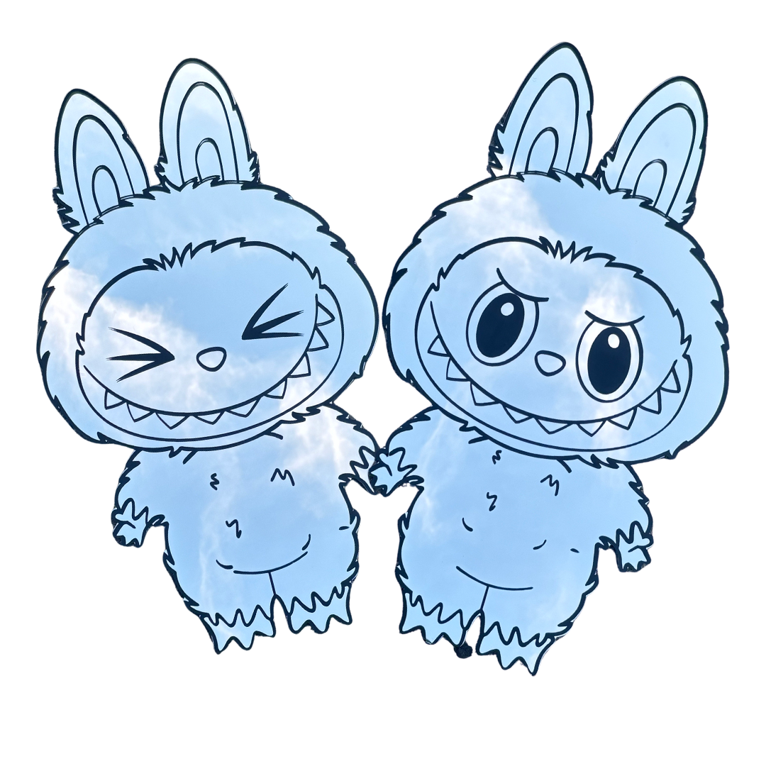 ✨ Labubu Full-Body Mirror Duo – Eyes Open + Eyes Closed Set