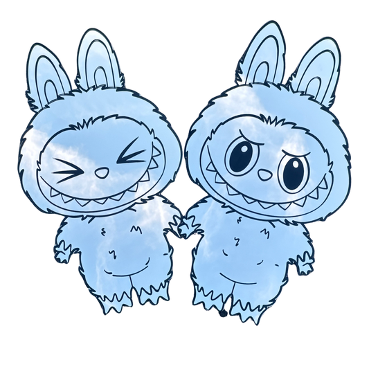✨ Labubu Full-Body Mirror Duo – Eyes Open + Eyes Closed Set